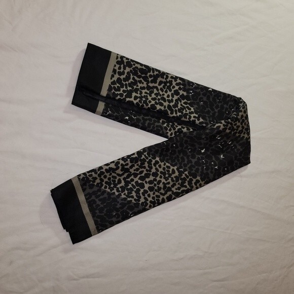 Black and Gray Animal Print Satin Scarf - Picture 1 of 6